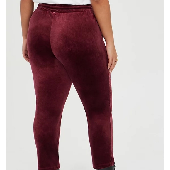 Torrid Wine Stretch Velvet Pull On Pants with Elastic Waist and Pockets - Picture 4 of 6